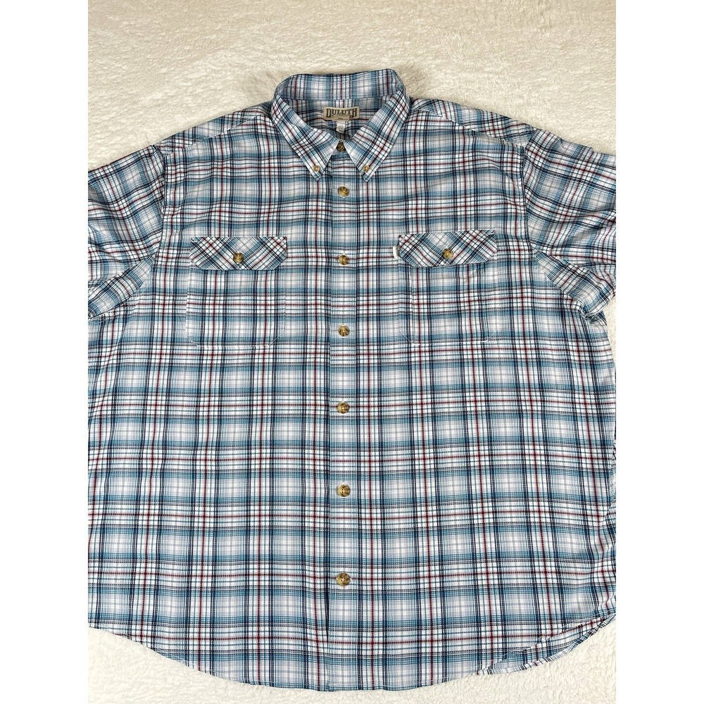 Duluth Trading Co Breezeshooter Red White Blue Vented Check‎ S/S Shirt Men's 3XL - Picture 2 of 9
